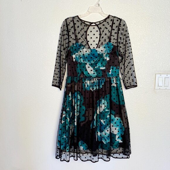 Eliza J Polka Dot Sheer Overlay Party Dress Sz 10 - Picture 5 of 11